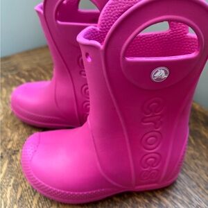 CROCS Kids Hot Pink Pull-On Rain Boots